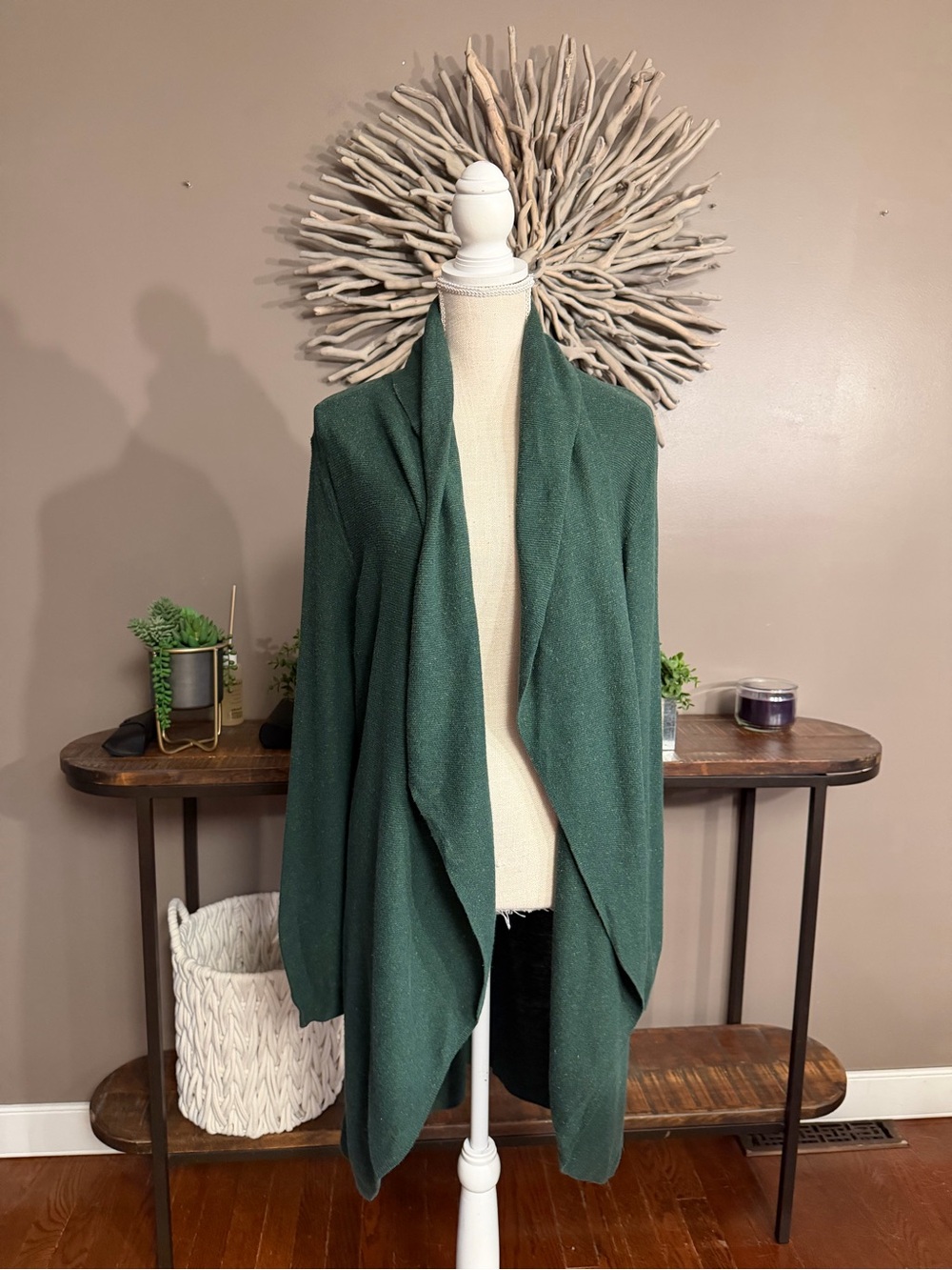 Eileen Fisher Green Open Cardigan Sweater